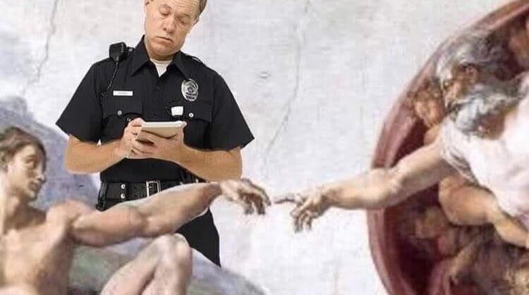 Cop in Michael Angelo Painting